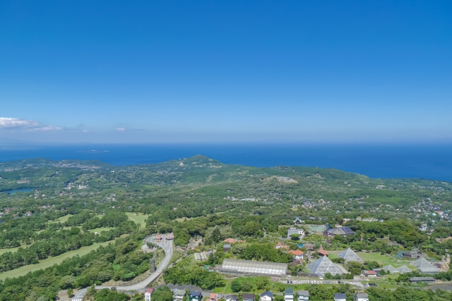 大室山山頂より東側の眺望(夏)