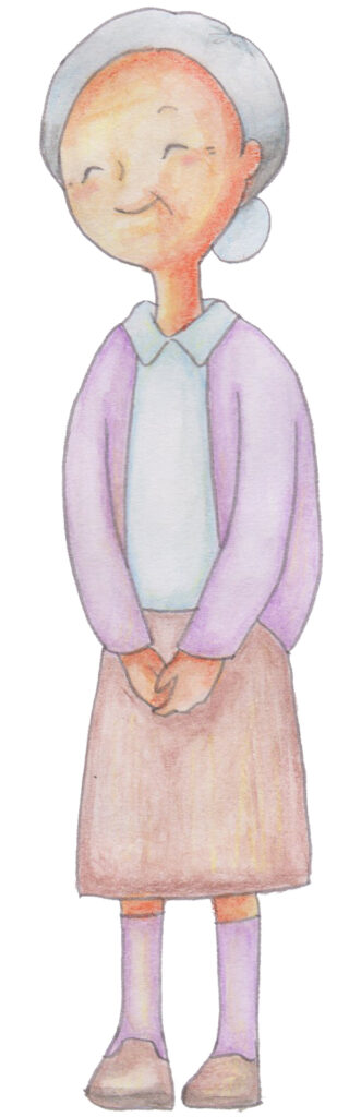 熱帯魚柄の靴下をくださったユニークなおばあちゃんのイラスト